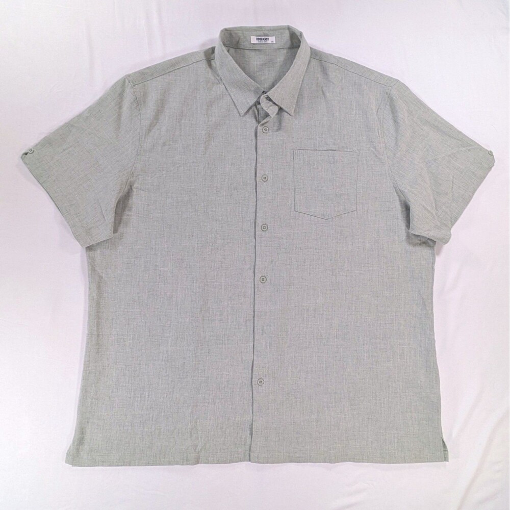 Coofandy Men's Light Sage Button-Up Shirt Short Sleeve XXL